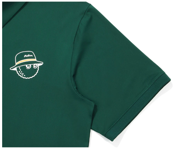 Malbon men's stretch quick-dry athletic golf polo in Green - sleeve detail