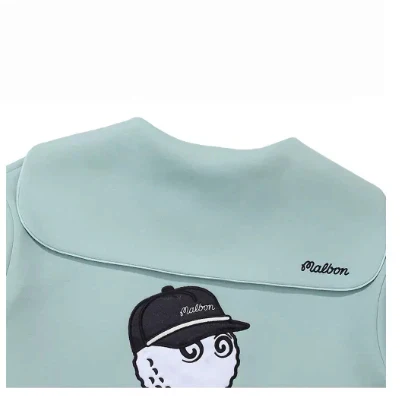 Malbon Women's Half Zip Sweatsuit Set - Embroidered Golf Outfit Mint Green collar and logo detail
