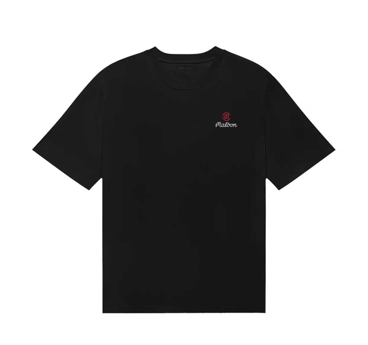 Malbon men's casual athletic graphic golf T-shirt in Black - front view