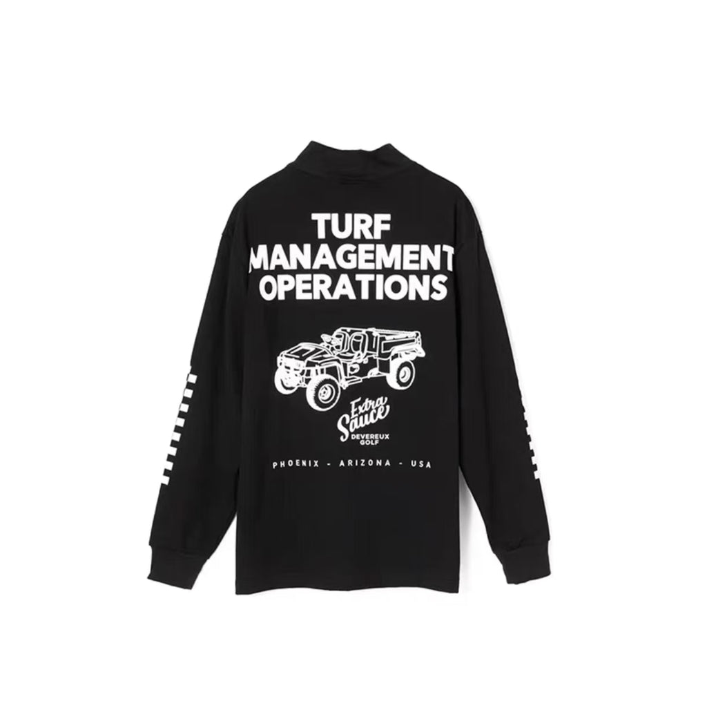 Devereux Golf Men’s Mower Checkerboard Sleeve Mock Neck Long Sleeve Shirt in Black - product view