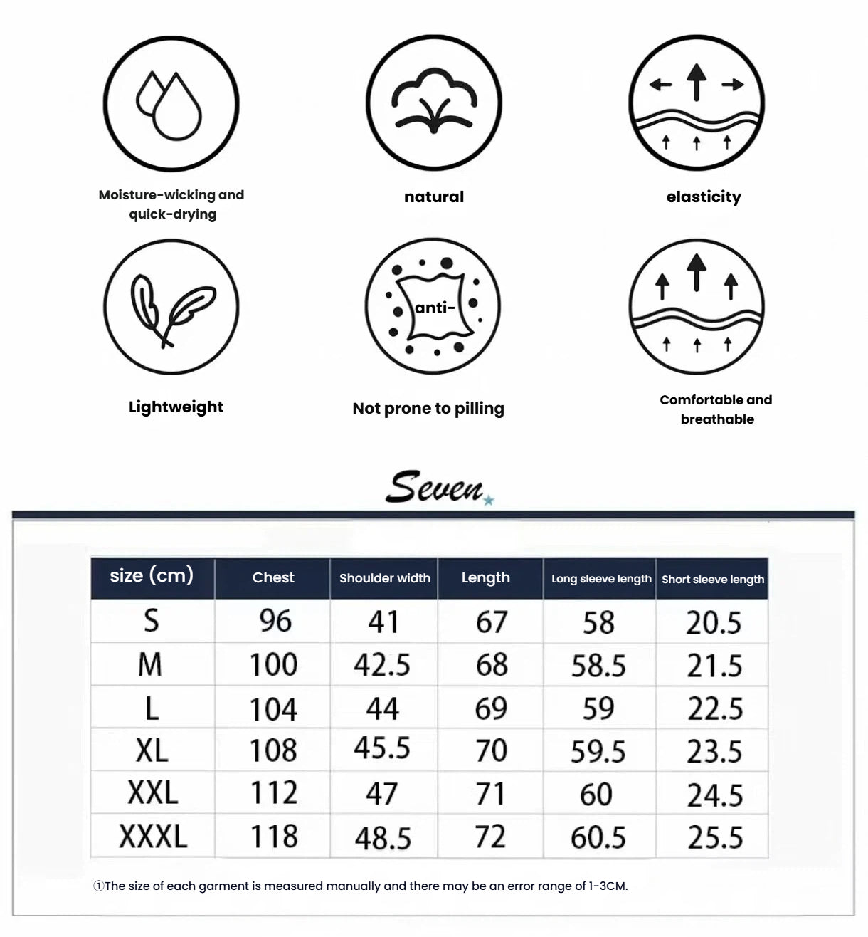 OZ Golf Warehouse men’s golf shirt size chart