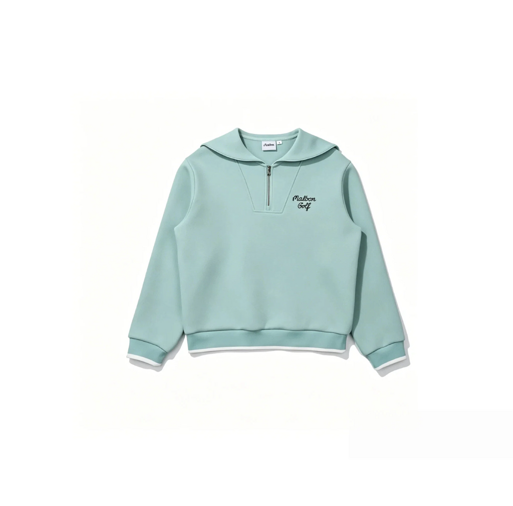Malbon Women's Half Zip Sweatsuit Set - Embroidered Golf Outfit Mint Green front view
