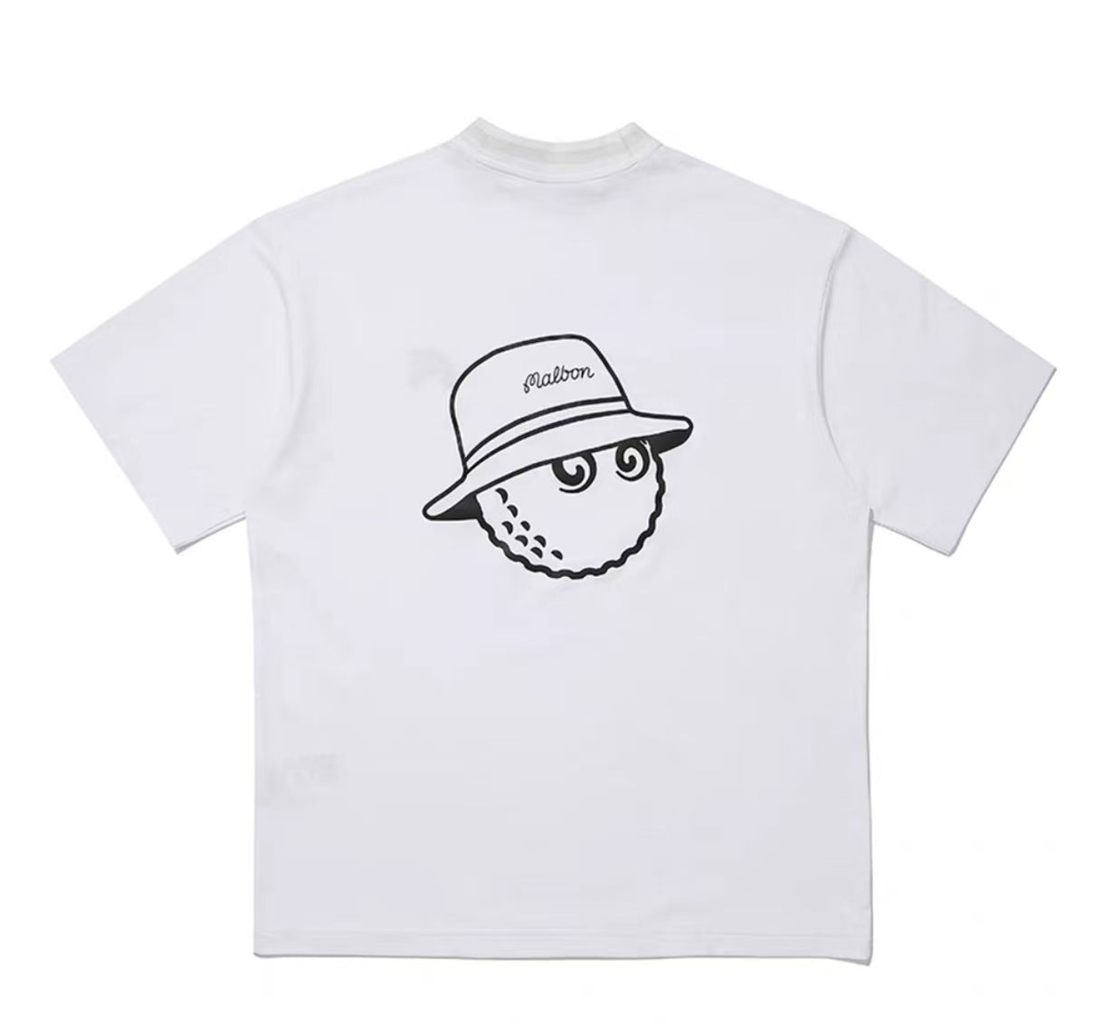 Malbon men's relaxed-fit cotton crewneck golf T-shirt in White, back view