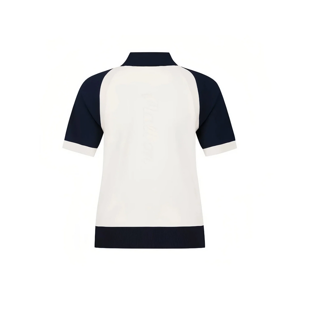 Malbon Women Golf Polo Shirt Colorblock Knit Tee 2026 Black back view