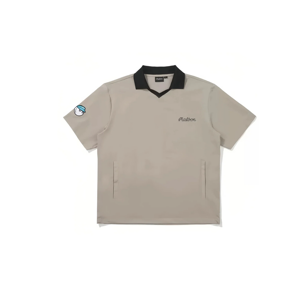 Malbon Men Golf Polo Shirt Breathable Quick Dry Tee 2025 Khaki front view