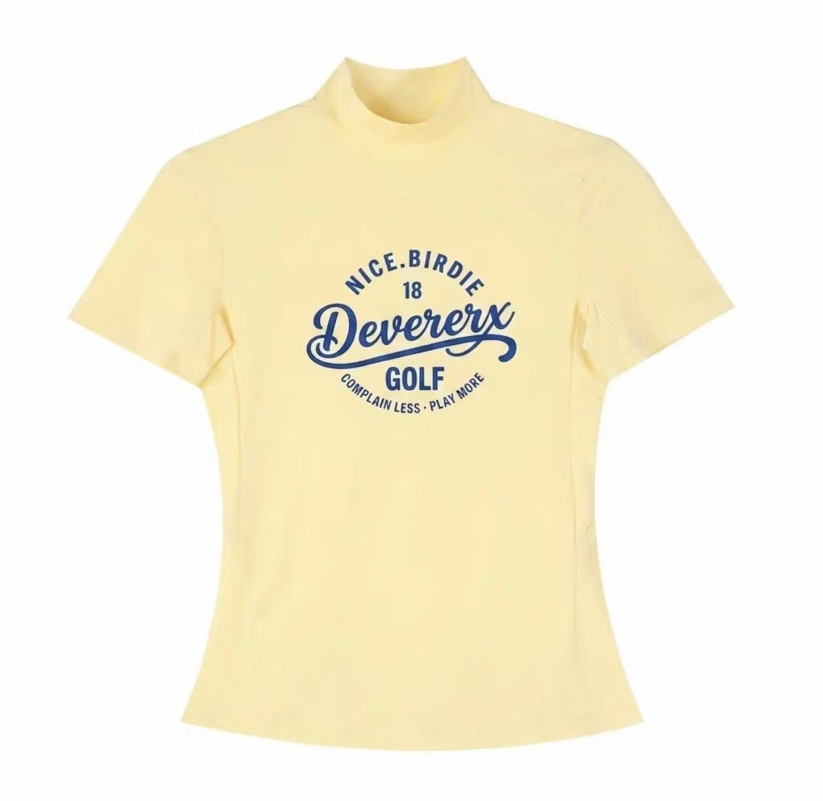 Devereux Golf Women’s Black Slim Mock Neck Letter Print Golf Shirt in Yellow - product view