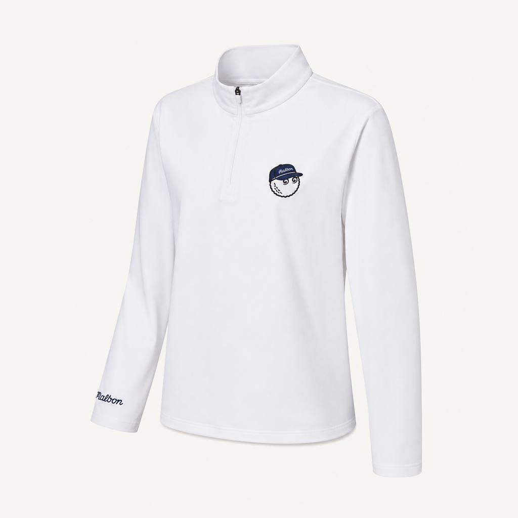 Malbon Flyer Mid Layer White front view golf jacket