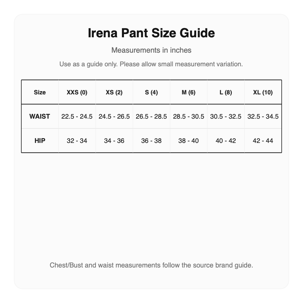 Malbon Irena Pant size guide