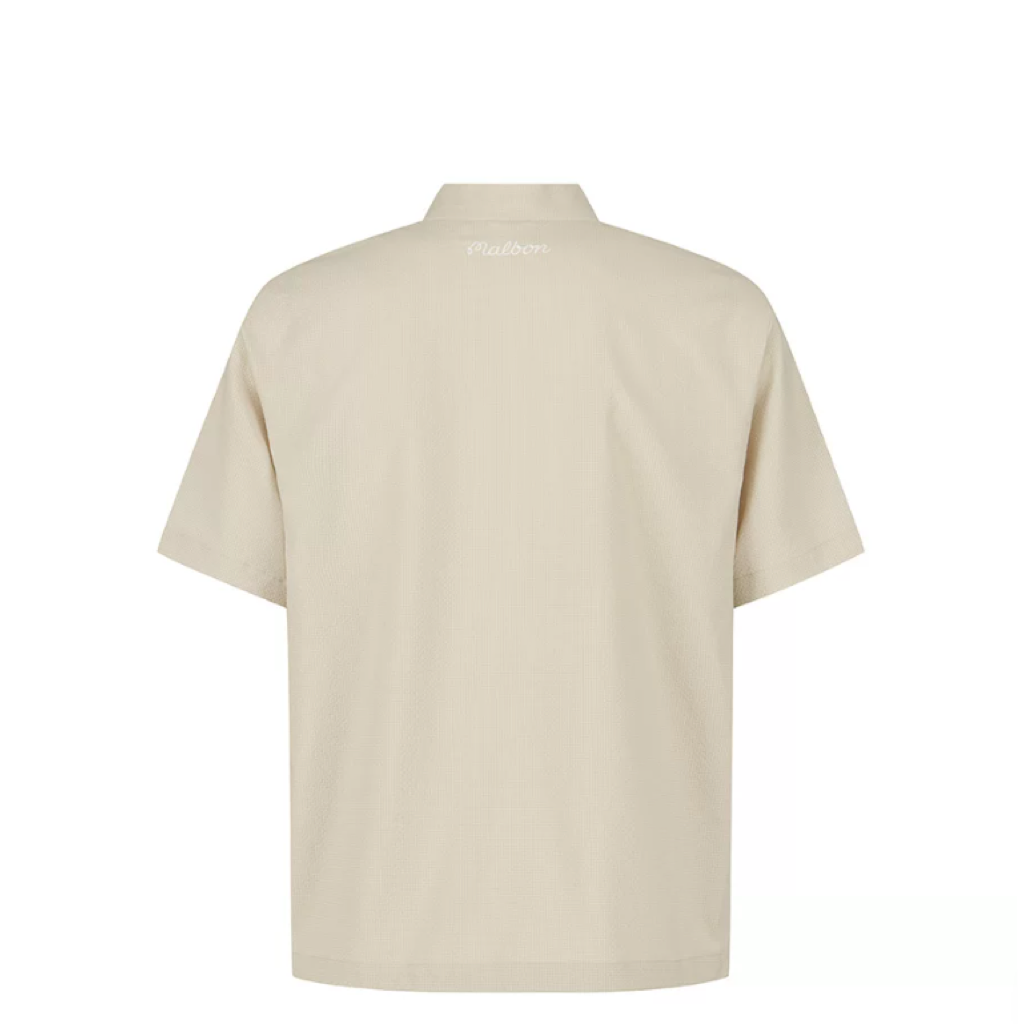Malbon Studio Seoul Seersucker-Knit Hybrid Windshirt Beige product view